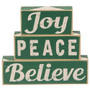 Plaid Joy Believe Peace Wooden Blocks - Set Of 3 G35722