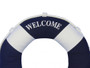 Blue Welcome Aboard Decorative Life Ring Pillow 14" Pillow-113