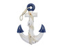 Wooden Rustic Blue/White Anchor With Hook Rope And Shells 13" Blue-White-Anchor-13