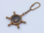 Antique Brass Ship'S Wheel Compass Key Chain 5" K-245-AN