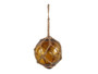 Amber Japanese Glass Ball Fishing Float With Brown Netting Decoration 4" 4 Amber Glass - Old