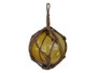 Amber Japanese Glass Ball Fishing Float With Brown Netting Decoration 6" 6 Amber Glass - Old