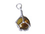Amber Japanese Glass Ball Fishing Float With White Netting Decoration 2" 2 Amber Glass - NEW