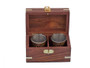 Antique Brass Anchor Shot Glasses With Rosewood Box 4" - Set Of 2 MC-2114-AN