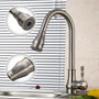 New 16" Kitchen Sink Faucet Brushed Nickel Pull-Out Spray Swivel Spout Dispenser (BA6986)