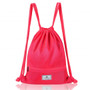 Drawstring Backpack String Bag Foldable Sports Sack With Zipper Pocket-Pink (BU10001PI)