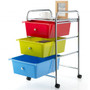 3-Drawer Rolling Storage Cart With Plastic Drawers For Office-Multicolor (HW55239MT)
