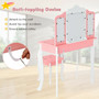 Kids Vanity Princess Makeup Dressing Table Chair Set With Tri-Folding Mirror-Pink (HW68464PI)