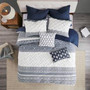 100% Cotton Embroidered Square Pillow - Navy II30-1078