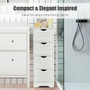 Floor Wooden Free Standing Storage Side Organizer For Bathroom-White (HW66969WH)