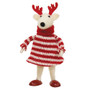 Felted Reindeer Red Striped Sweater Dress Ornament GQHT3012