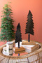 Set Of Two Painted Iron Christmas Trees With Wooden Bases (NGLC1008)