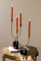 Set Of Two Double Taper Candle Holders -Brass W Marble Base (NZR1062)