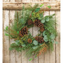 Lg Pine W/Leaf Wreath 22" FRJA3038