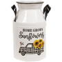 Home Grown Sunflowers White Metal Milk Can G70098