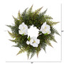23" Assorted Fern And Phalaenopsis Orchid Artificial Wreath (4419)