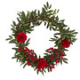 20" Olive, Berries And Rose Artificial Wreath (4427)