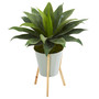 28" Large Agave Artificial Plant In Green Planter With Legs (8997)