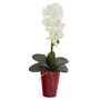 23" Phalaenopsis Orchid Artificial Arrangement In Vase - White (A1337-WH)