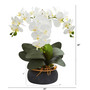 18" Phalaenopsis Orchid Artificial Arrangement In Black Vase With Bronze Rim (A1347)