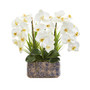 18" Triple Phalaenopsis Orchid Artificial Arrangement In Vintage Vase (A1358)