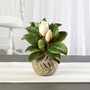 12" Magnolia Artificial Plant In Planter With Gold Trimming (P1358)