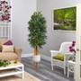 74" Phoenix Palm Artificial Tree In White Planter With Stand (T2163)
