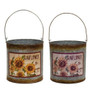 2/Set Distressed Galvanized Sunflower Buckets GHDY19012 By CWI Gifts