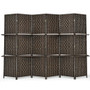 6 Panel Folding Weave Fiber Room Divider With 2 Display Shelves -Brown (JV10161BN)