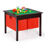 2-In-1 Kids Double-Sided Activity Building Block Table With Drawers-Brown (HW68589CF)