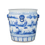 Blue And White Porcelain Eight Immortals Planter With Lion Handle (1155F)