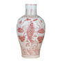 Coral Red Baluster Vase Fish Motif - Small (1399S-R)