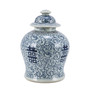 Blue And White Double Happiness Floral Temple Jar - Small (1574S)