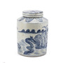 Blue And White Village House Tea Jar (1596A)