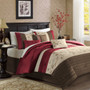 100% Polyester Polyoni Pieced Solid Comforter 7Pcs Set W/ Embroidery - Cal-King MP10-309