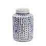 Blue And White Mini Tea Jar Peony Dots Small (1602H-S)