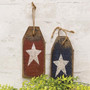 Rustic Wood Red or Blue Tag With White Star 2 Asstd. (Pack Of 2) G22226