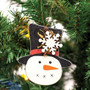 Snowflake Top Hat Wooden Snowman Ornament G35698