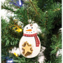 Roly Poly Wooden Snowman Ornament With star G35700