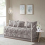 80% Polyester 20% Cotton 6Pcs Day Bed Cover Set W/Elastic Embroidery - Dark Gray MP13-5590