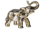 Ceramic Standing Elephant With Trunks On The Head Figurine Chrome Finish Gold (Pack Of 6) 43319