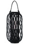 Bamboo Round 23.50" Lantern With Braided Rope Lip And Handle, Lattice Design Body And Hurricane Candle Holder Coated Finish Black (Pack Of 2) 16561