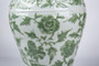 Celadon Green Carved Floral Temple Jar Lion Lid (1564C)