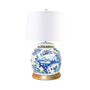 Lamp Vintage Ming Jar Plum Lily Pad Gold Leaf Base (L1217C-LG)