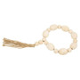 Natural Wood Oval Bead Candle Ring w/Jute Tassel G36119