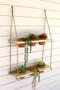Two-Tiered Hanging Wooden Shelves With Clay Pots (CCHA1073)