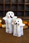 Set Of Two Tabletop Clay Ghost Lanterns (H4265)