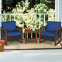 3-Piece Patio Wicker Furniture Sofa Set With Wooden Frame And Cushion (HW69299LB)