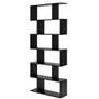 6 Tier S-Shaped Bookshelf Storage Display Bookcase Decor Z-Shelf -Black (CB10344DK)