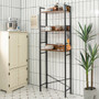 3-Tier Over-The-Toilet Storage Rack With 3 Hooks-Rustic Brown (BA7804CF)